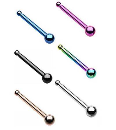 Straight color nose piercing - NS-001