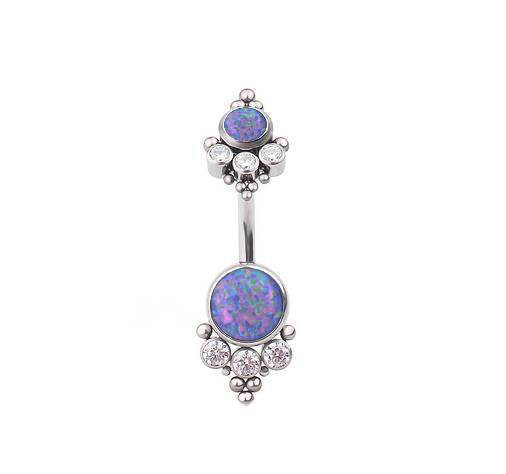 Titanium Belly button ring purple opal - TPP-019