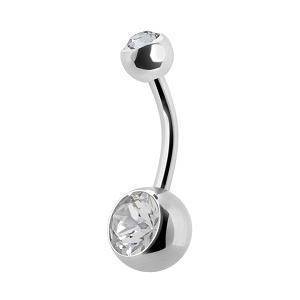 Titanium Belly button ring with white zircons - TPP-005