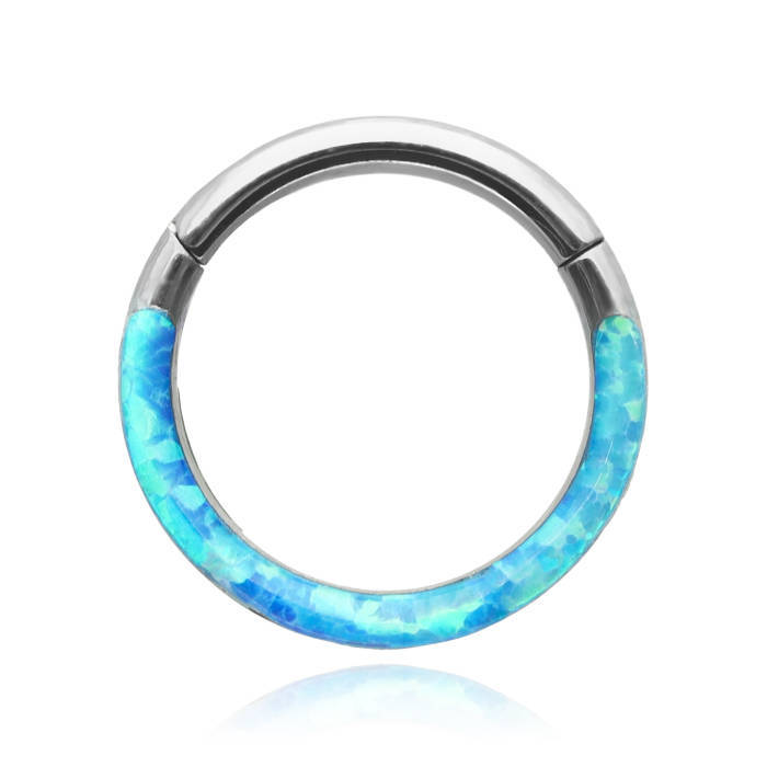 Titanium CLICKER ornamental circle with opal - OP 05 - TK-029