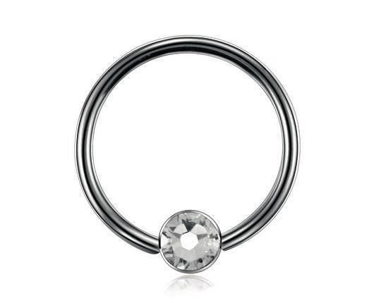 Titanium ball ring with white zirconia - TK-019