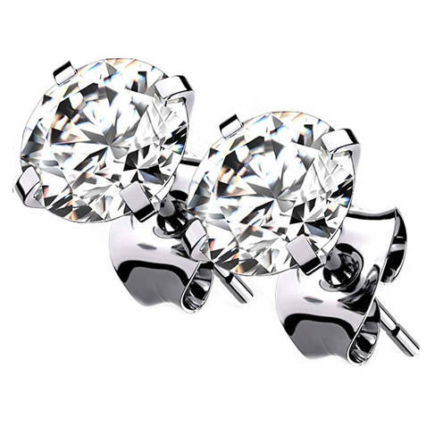 Titanium earrings with white zirconia - KU-053