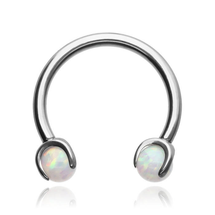 Titanium horseshoe with opal - OP17 - TKP-004