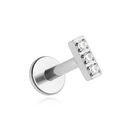 Titanium labret tin earring with white zircons - TGW-041
