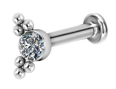 Titanium ornamental labret - Premium Crystals - TGW-017