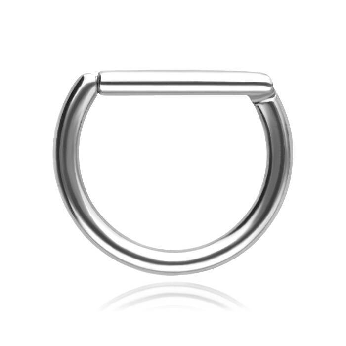 Titanium silver D-ring earring - TK-009