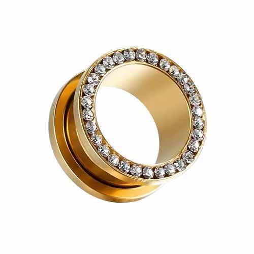 Tunnel - gold with white zircons - PT-003