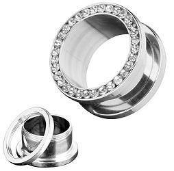 Tunnel - silver with white cubic zirconia - PT-003