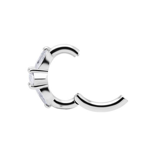 Belly ring clicker silver with white zircons - CoCr NF- KP-010
