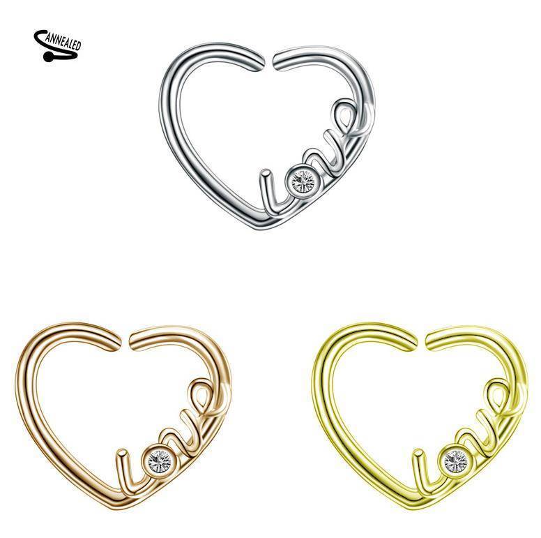 Continuous bifurcated heart earring Love rose gold - left - CON-018