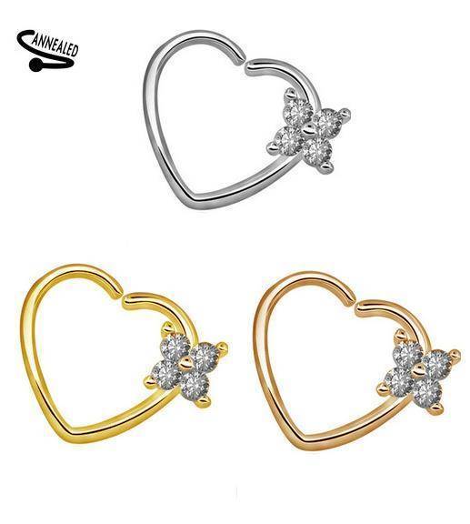 Earring Continuous Bifurcated heart flower rose gold - left - CON-013