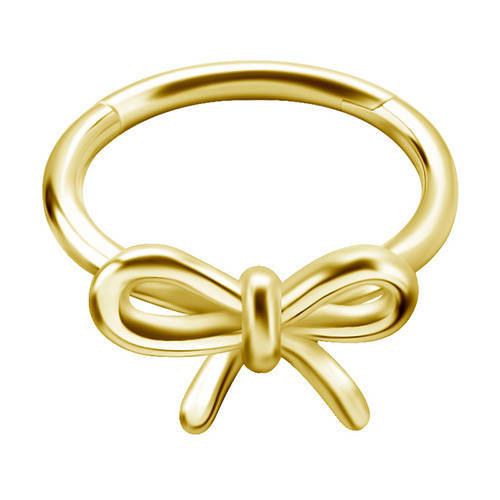 Gold bow clicker   ring - CoCr NF - K-005