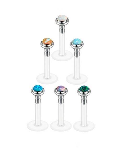 Labret from BioFlex push in with light blue opal - LPI-001