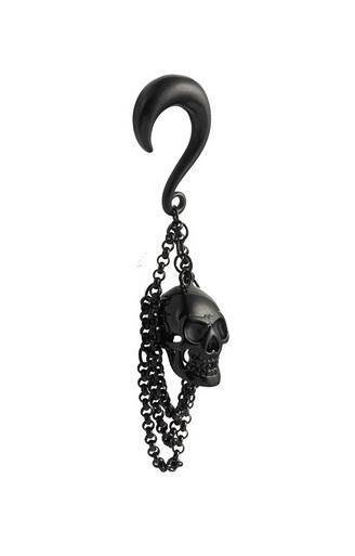 Long skull decorative plug black - PT-083