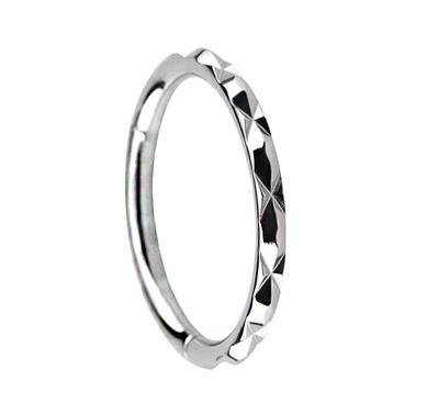 Titanium clicker ring with silver cut - TK-047