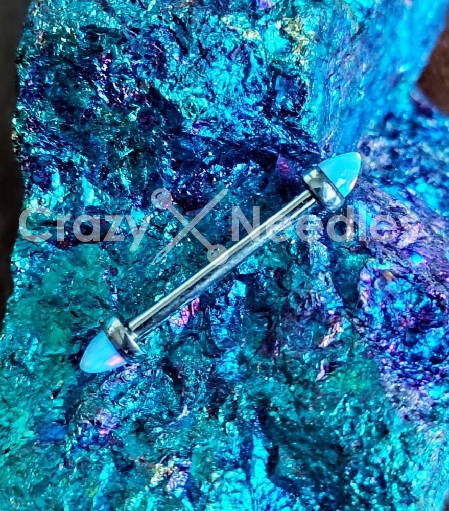Titanium  nipple piercing - opal - TI-008