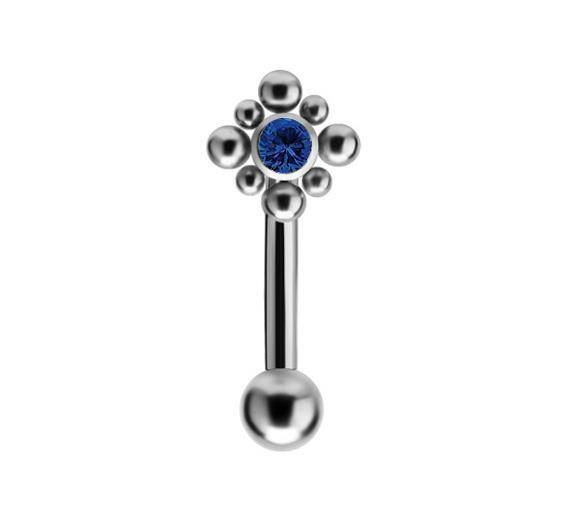 Titanium Banana - Premium Zirconia - silver and dark blue zirconia - TB-008