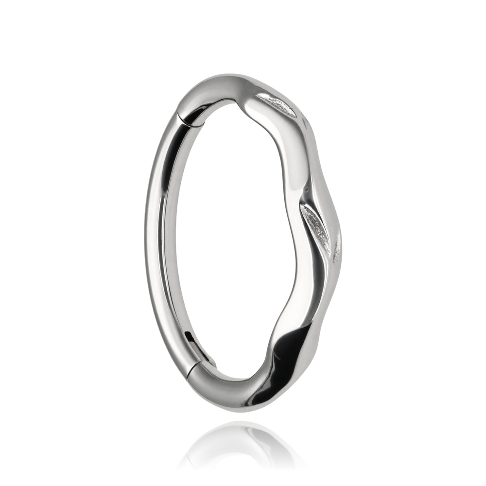 Titanium piercing clicker with white zircons - silver - TK-098