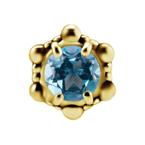 18K gold attachment for pins - blue topaz - GD18K-021