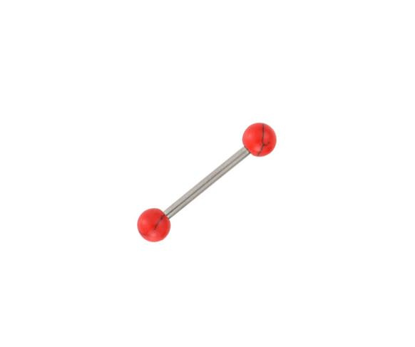 Tongue barbell red stone - KJ-062