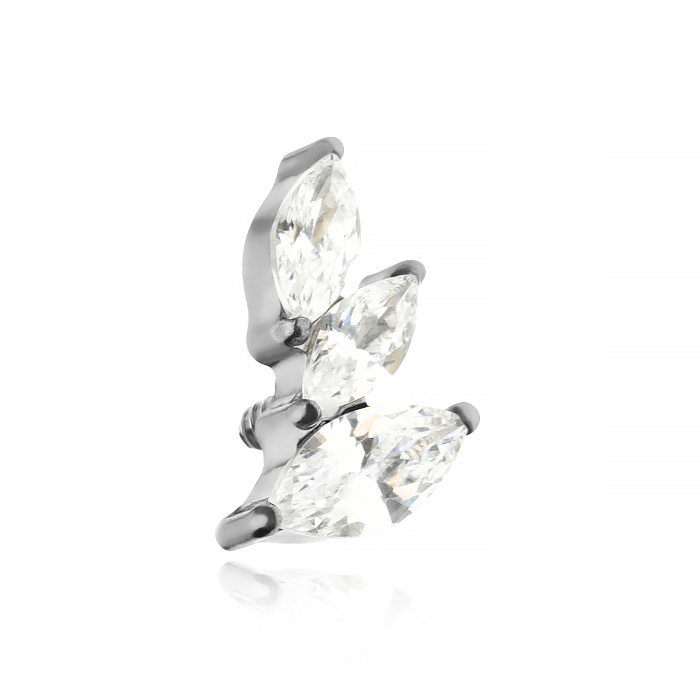 Titanium attachment with white zircons left - silver - TNA-134
