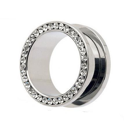 Tunnel - silver with white cubic zirconia - PT-003