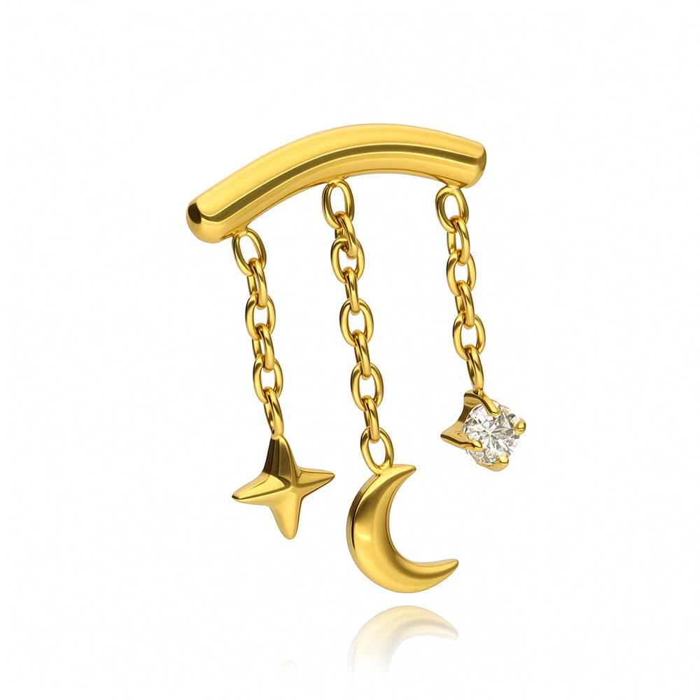 Titanium attachment moonlight night with white zirconia - gold - TNA-223