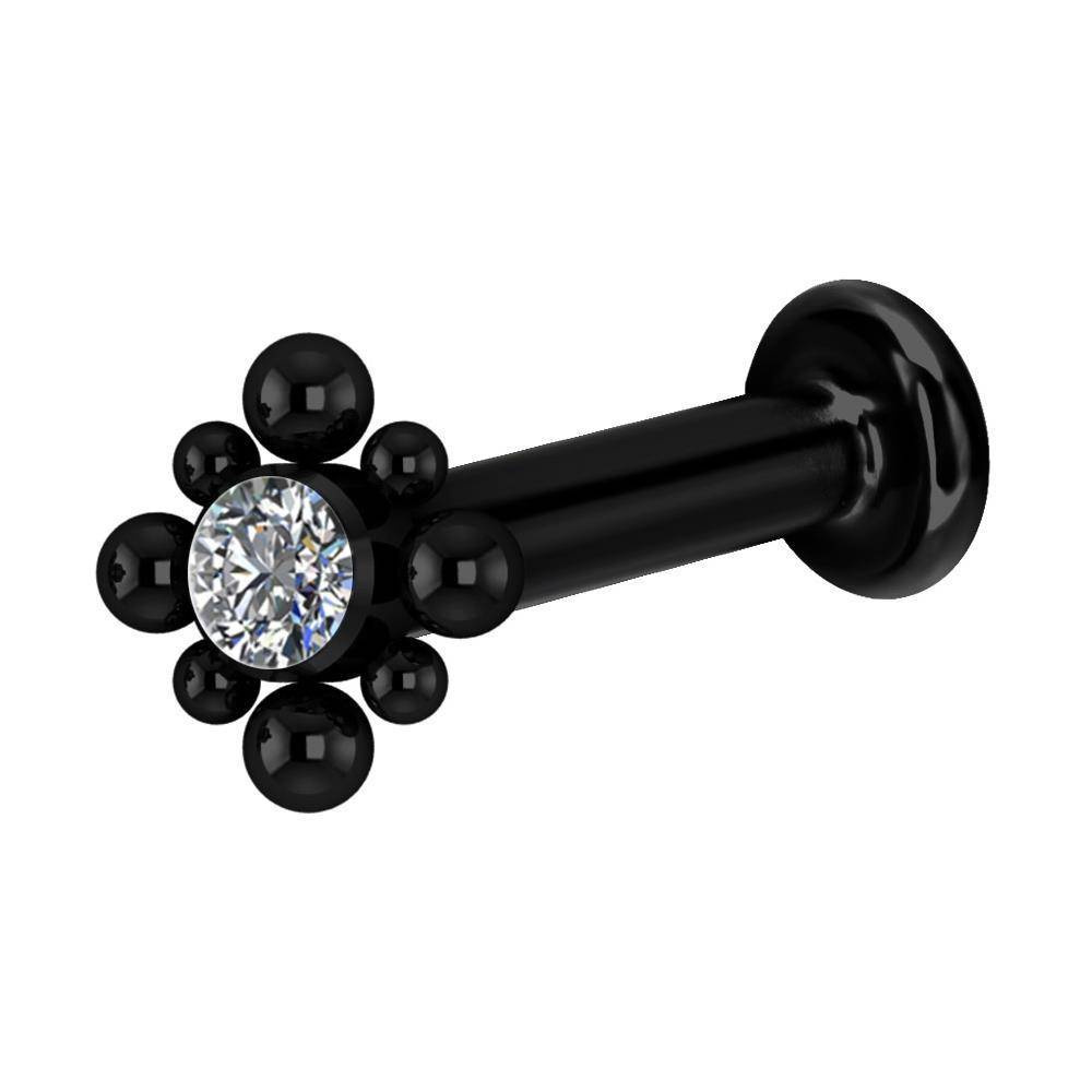 Titanium labret - Premium Crystals - black - TGW-029