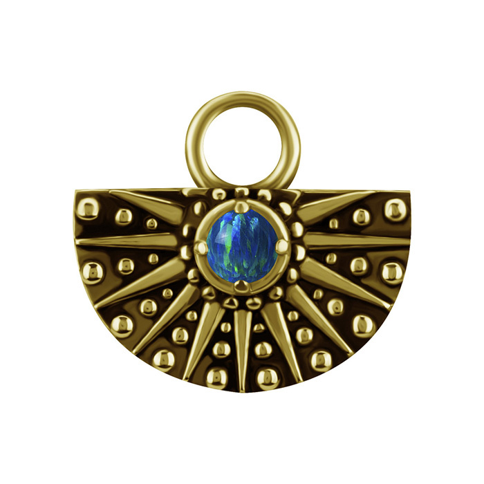 Charms - CoCr NF - openwork with green opal - gold - D-088