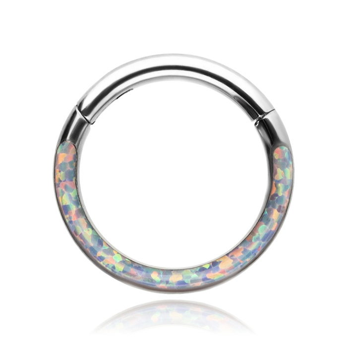 Titanium CLICKER ring with opal - OP38 - TK-029