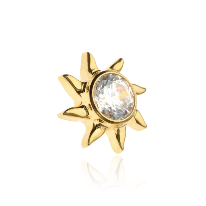 Titanium attachment sun with white zirconia - gold - TNA-166