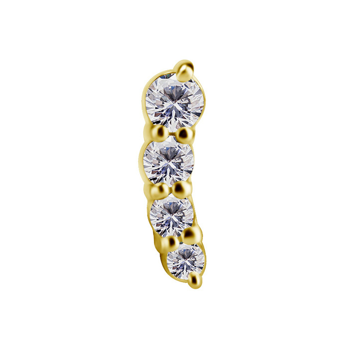 18K gold attachment for pins - white zirconia - GD18K-017