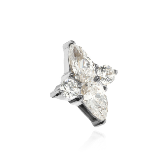 Titanium attachment with white zircons - silver - TNA-143