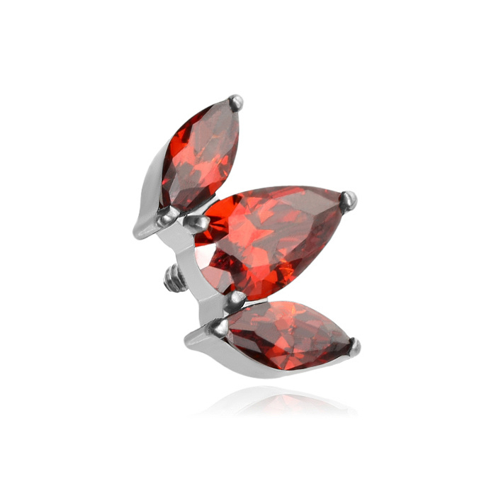 Titanium attachment with red zircons - sterling silver - TNA-121
