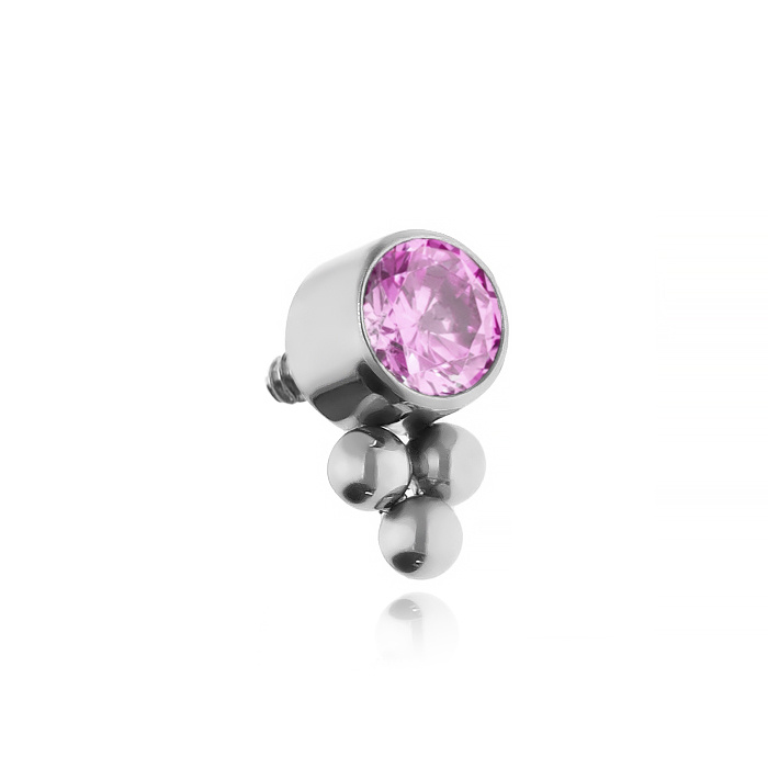 Titanium attachment with pink zirconia - sterling silver - TNA-017