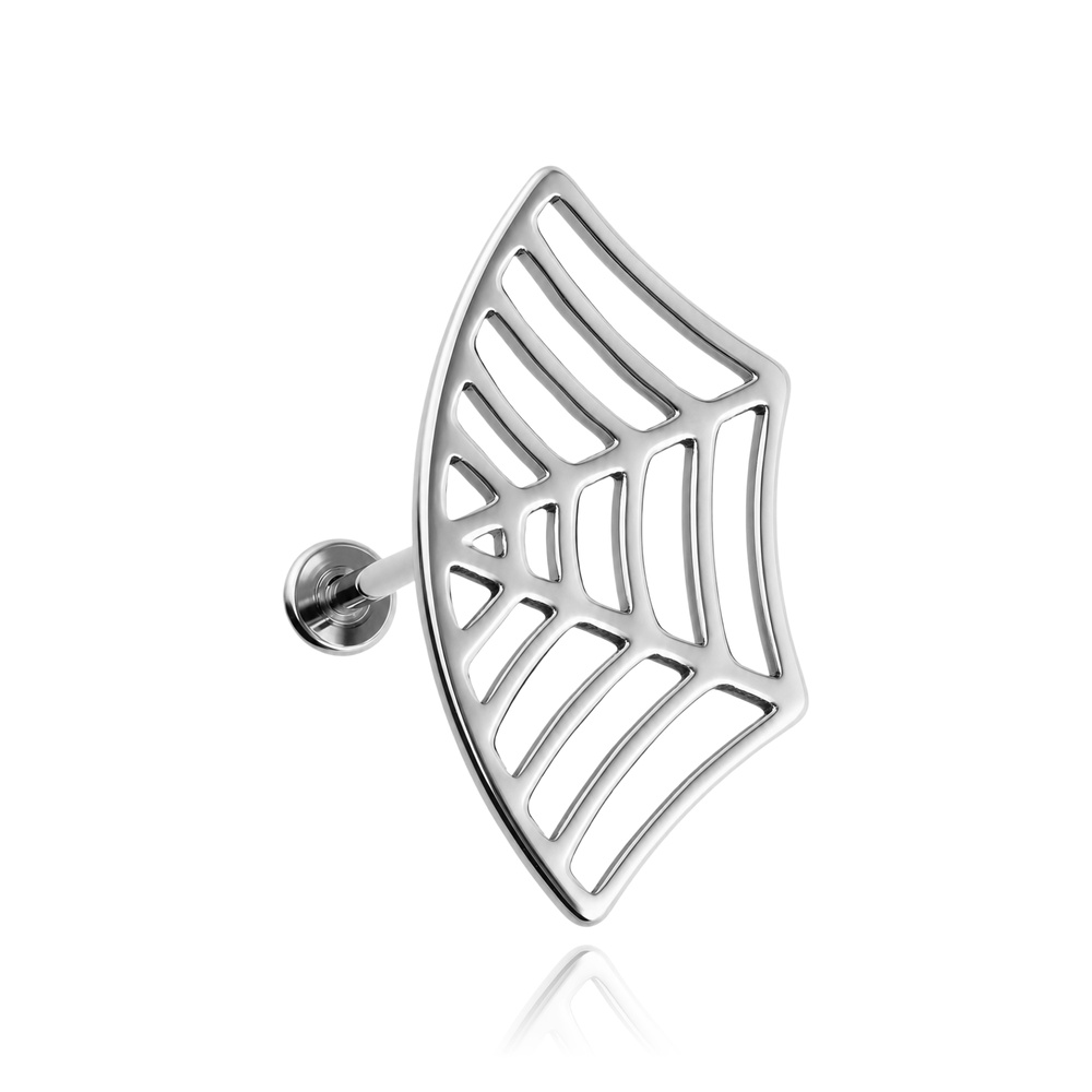 Titanium labret spiderweb - silver