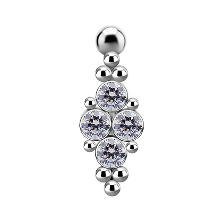 Titanium Belly button ring - Premium Zirconia white - TPP-032