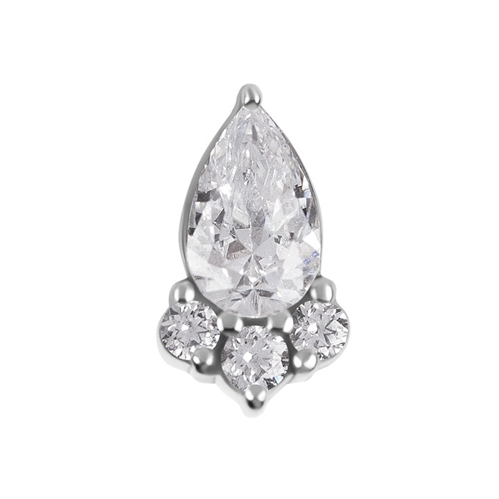 Attachment push in with white zircons - CoCr NF - silver - PI-061