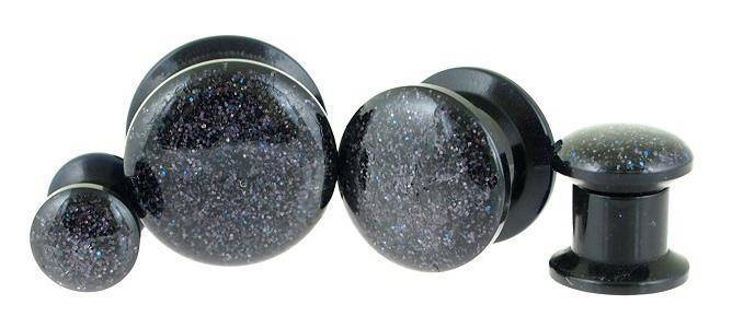 Acrylic  plug - black glitter - PT-009