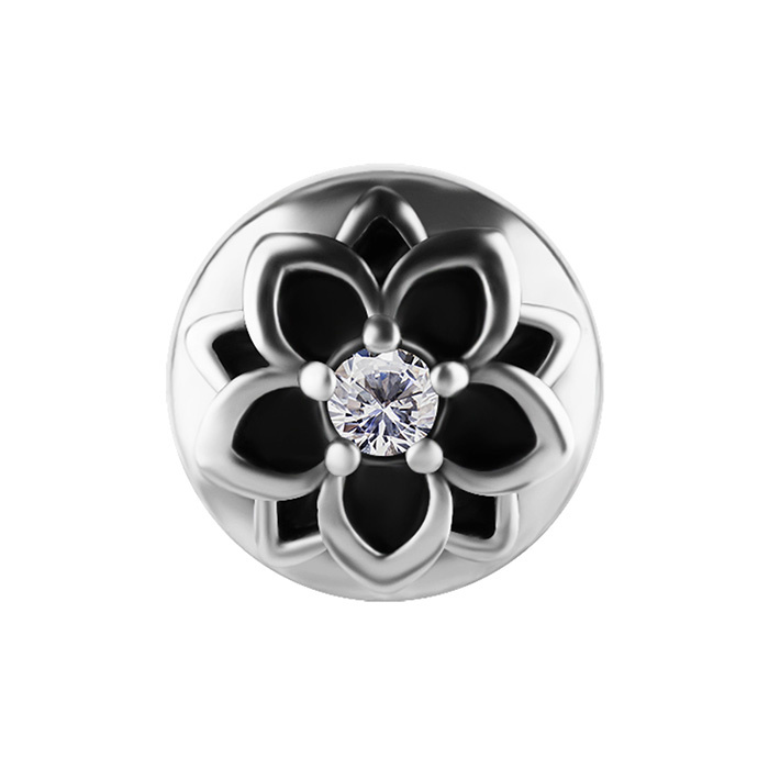 Attachment push in - flower with white zirconia - CoCr NF - silver - PI-020