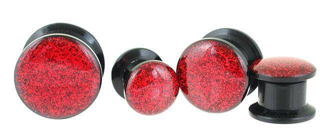 Acrylic  plug - red glitter - PT-009