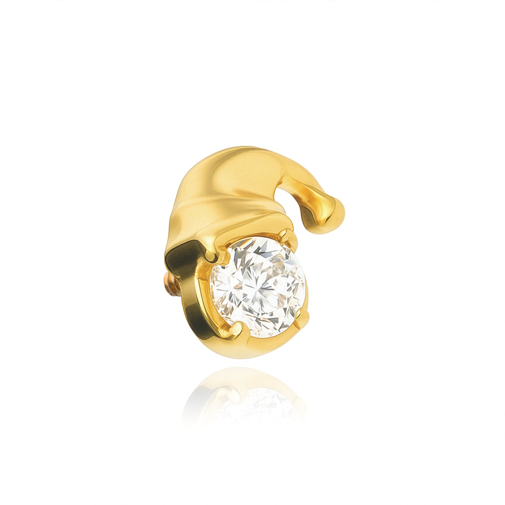 Titanium attachment santa with white zirconia - gold - TNA-221