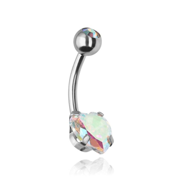 Belly button ring - iridescent heart - KP-036