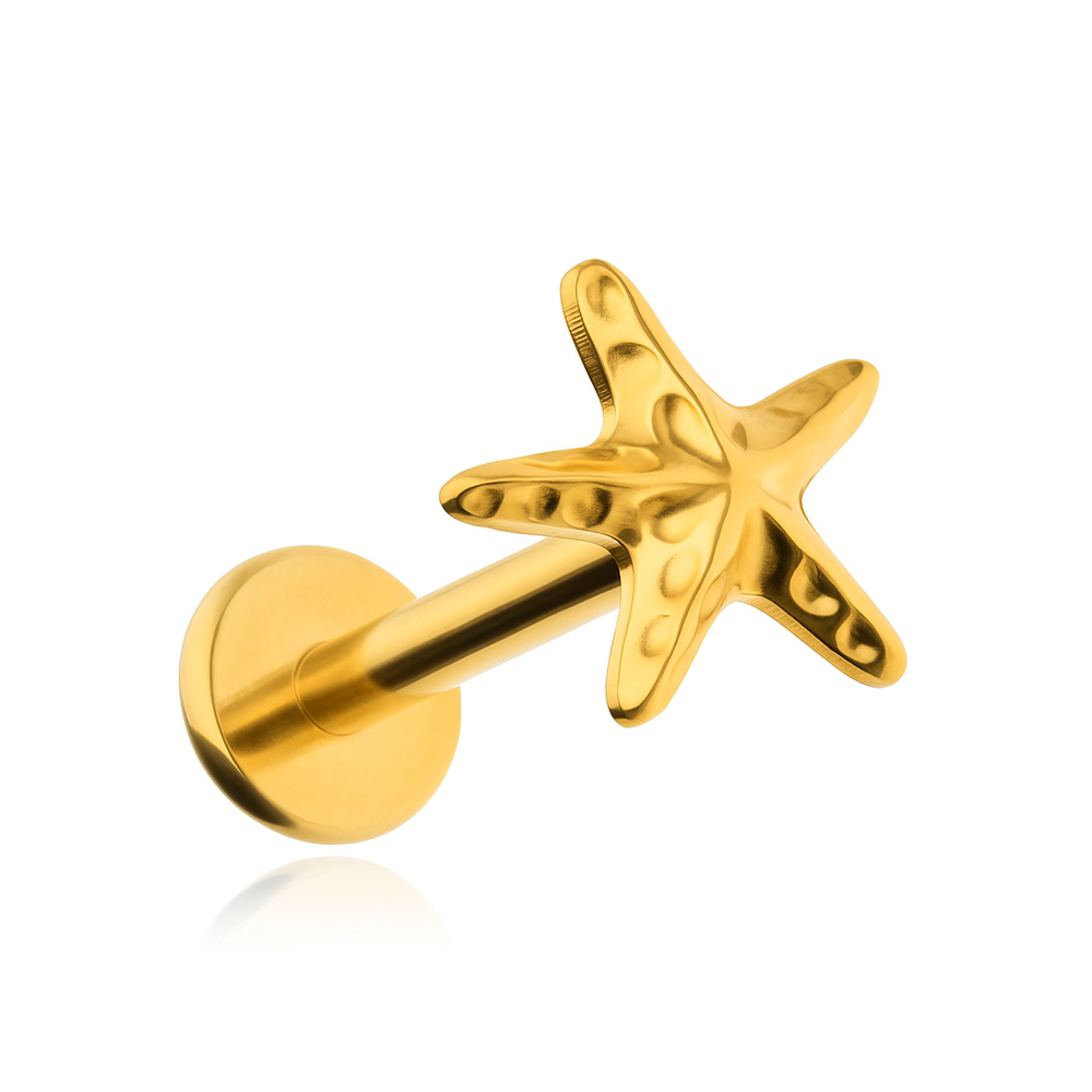 Titanium labret starfish - gold
