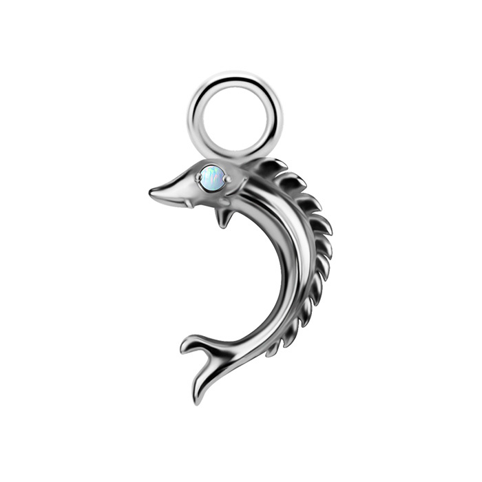 Charms - CoCr NF - white eye fish - silver - D-094