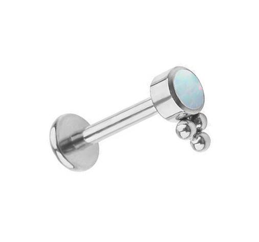 Tytanowy labret srebrny z opalem OP17