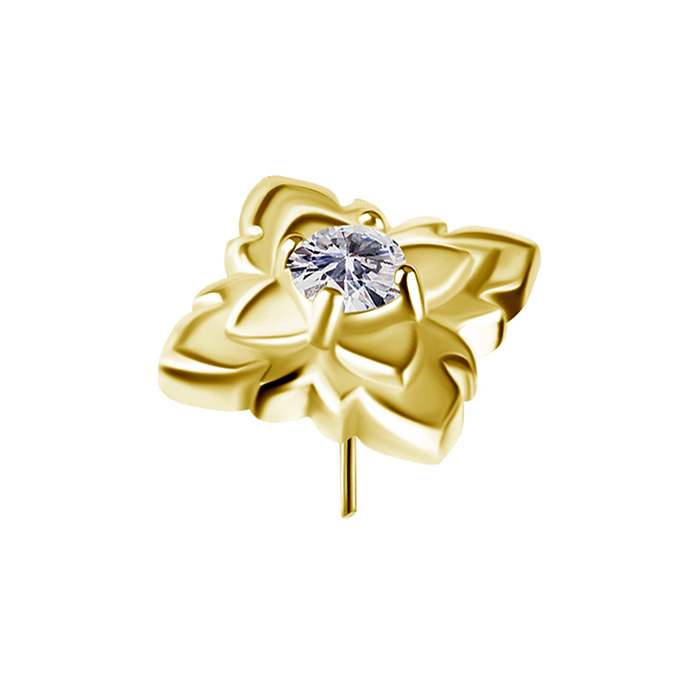 Attachment push in - flower with white zirconia - CoCr NF - gold - PI-026