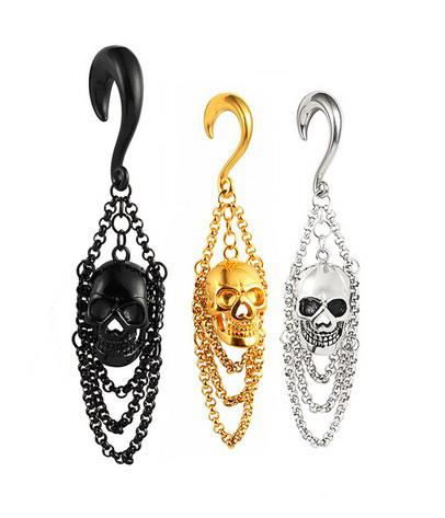 Long skull decorative plug black - PT-083