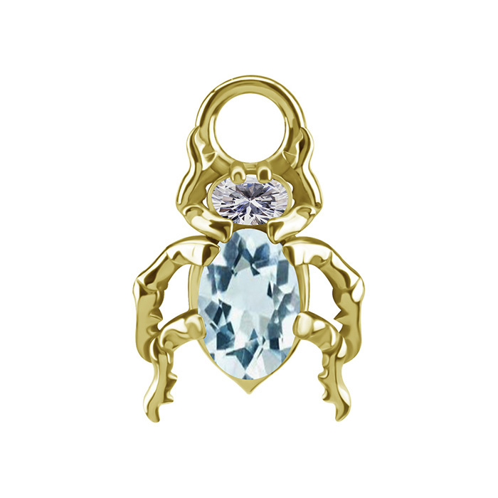 Charms - CoCr NF - beetle with blue nano gems - gold - D-085