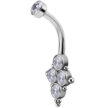 Titanium Belly button ring - Premium Zirconia white - TPP-023